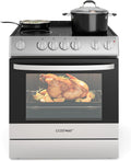 COSTWAY Electric Range, 30 Inch Freestanding & Slide-in Kitchen Stove with 4 Burners Ceramic Cooktop, 5.1 Cu.Ft. Capacity, Stainless Steel Convection Oven with 3 Cooking Modes and 10-120 Mins Timer