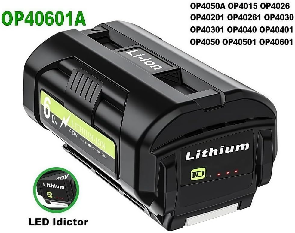 LINGYUE OP40401 40V 6.0Ah Replacement Li-ion Battery Compatible with Ryobi OP4026 OP4030 OP4050 OP4060A OP40201 OP40301 Lawn Mower Trimmer Blower Power Tools Batteries Packs(4PCS)