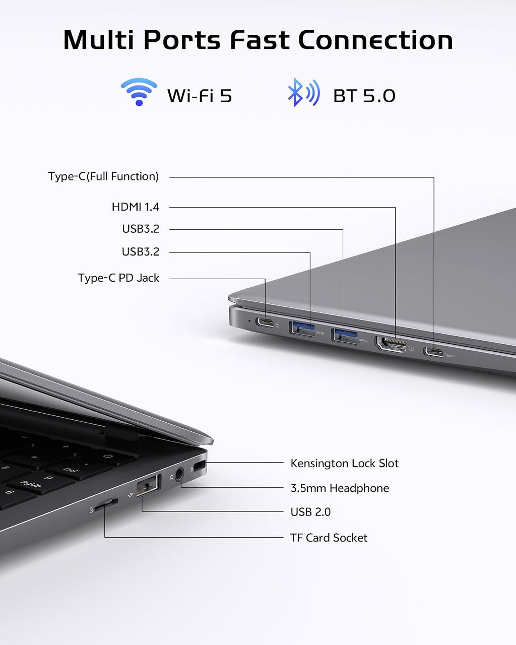 Laptop 16GB RAM 512GB SSD, Portable Lightweight Laptops with Pentium Gold 6500Y, 14 Inch FHD IPS Screen, USB 3.2, USB-C, HDMI, TF Card Slot, PC Laptop Computer Good for Business and Student