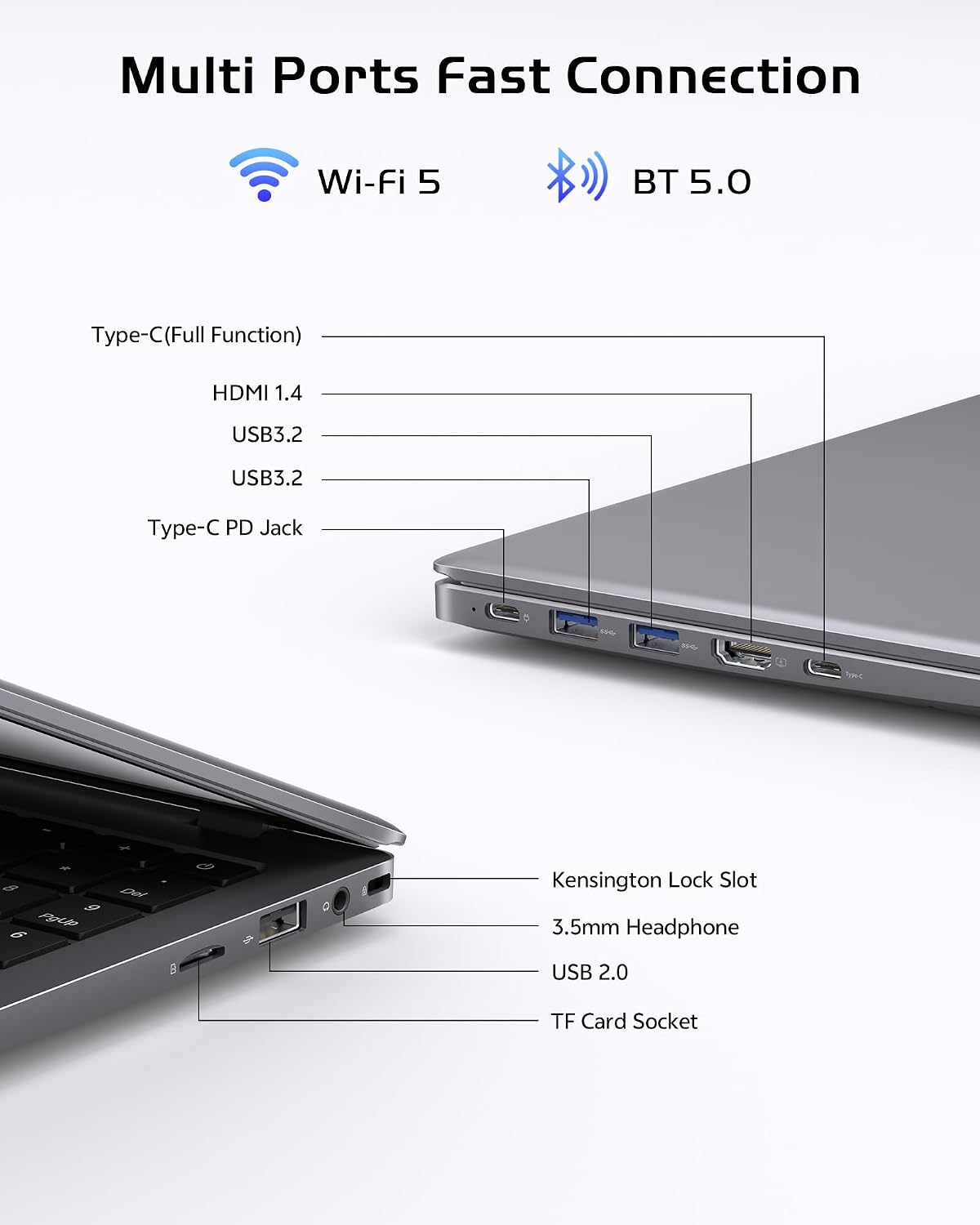 Laptop 16GB RAM 512GB SSD, Portable Lightweight Laptops with Pentium Gold 6500Y, 14 Inch FHD IPS Screen, USB 3.2, USB-C, HDMI, TF Card Slot, PC Laptop Computer Good for Business and Student