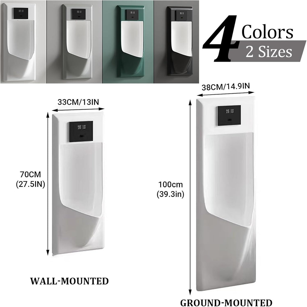 Commercial Washout Urinal,Induction Adult Urinal,Splash-Proof Male Urinals,Modern Wall-Mounted Ceramic Urinals,for Bathrooms,Hotels,Shopping(Gray,Wall-mounted)