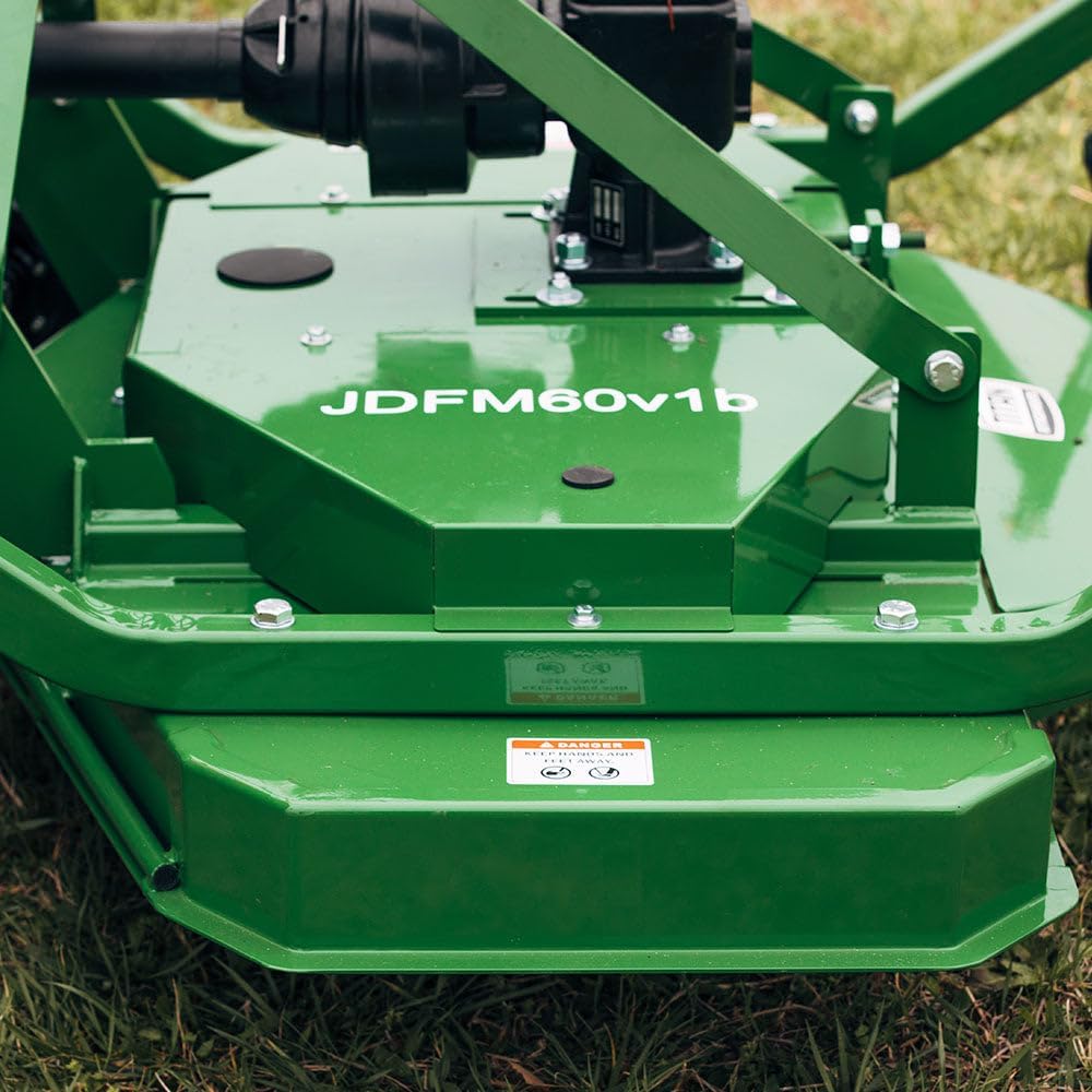 Titan Attachments 3 Point PTO Finish Mower, 60' Cutting Width, Category 1 Hitch, Rear Discharge, Requires 25-40 HP Tractor, Low-Noise Cast Iron Gearbox, Green Finish