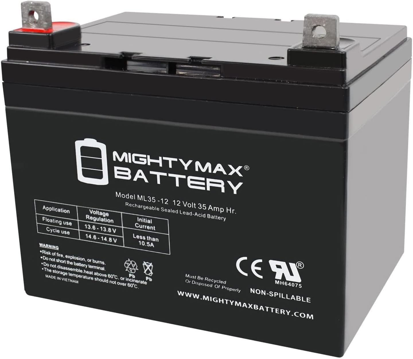 ML35-12 - 12 Volt 35 AH SLA Battery- Mighty Max Battery Brand Product