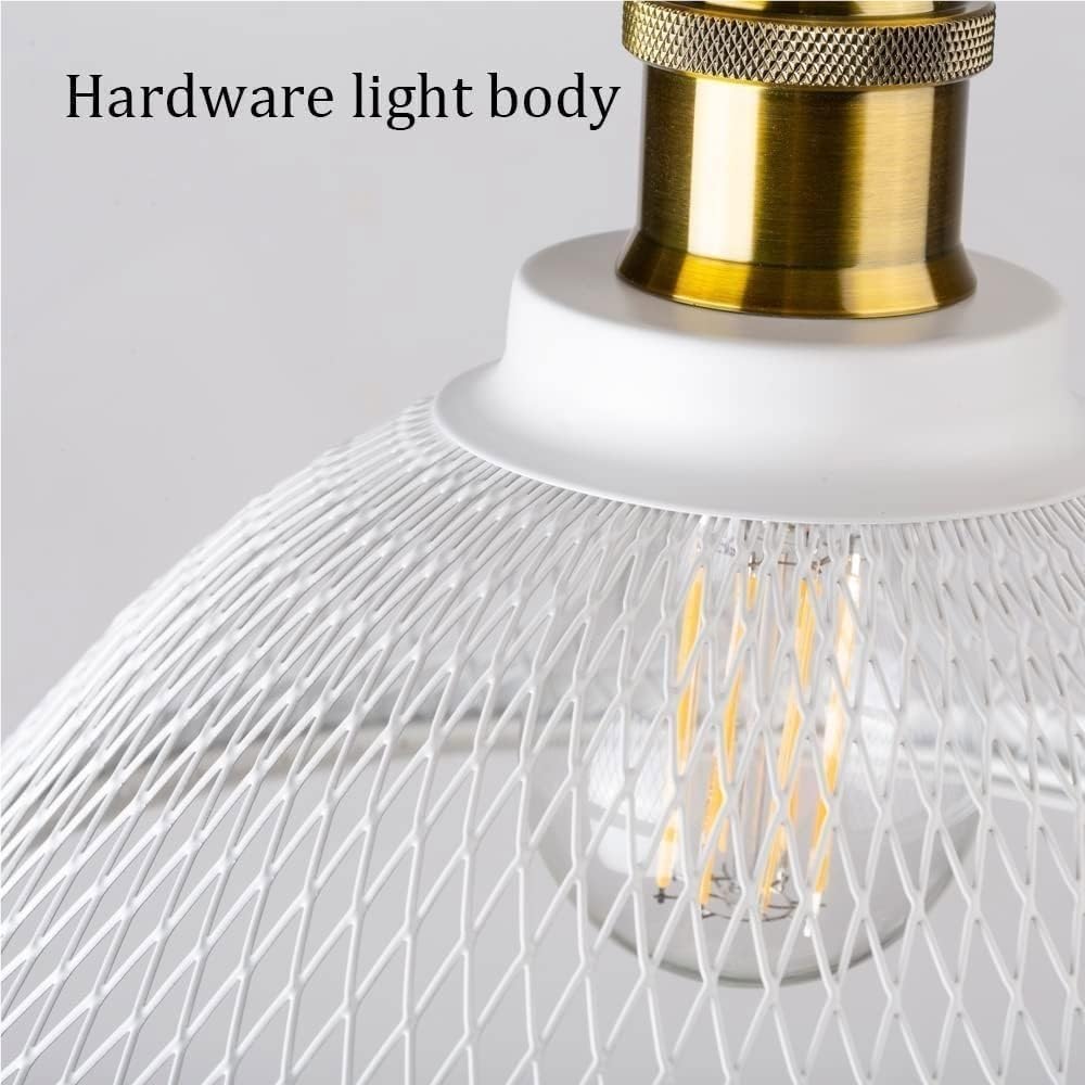 Creative Mesh Decorative Semi Flush Mount Ceiling Light, Wrought Iron Ceiling Lamp with Black and White Shade, Pendant Light Fixture for Bars, Clothing Stores, Restaurants(White)