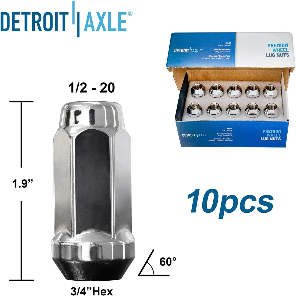 Detroit Axle - Front Brake Kit for Ford Explorer Mercury Mountaineer Drilled & Slotted Brake Rotors Ceramic Brakes Pads Wheel Bearing Hubs Assembly 10pc Wheel Lug Nuts 2002 2003 2004 2005 Replacement