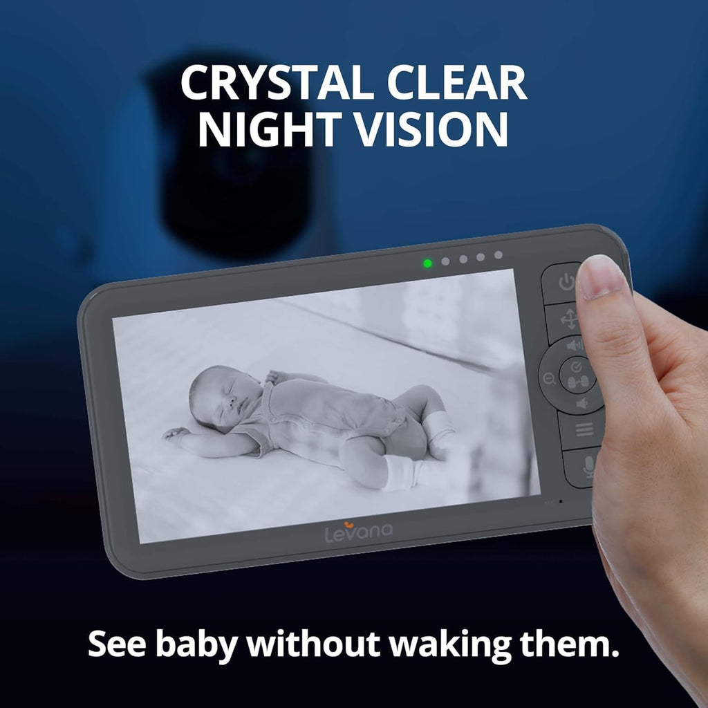 Levana Nala Video Baby Monitor, 5.5' 1080P Screen, 2 Night Vision PTZ Cameras, 22 Hour Battery Life, 5000mAH Battery, No WiFi, Two-Way Talk, 1000ft of Range Baby Cameras