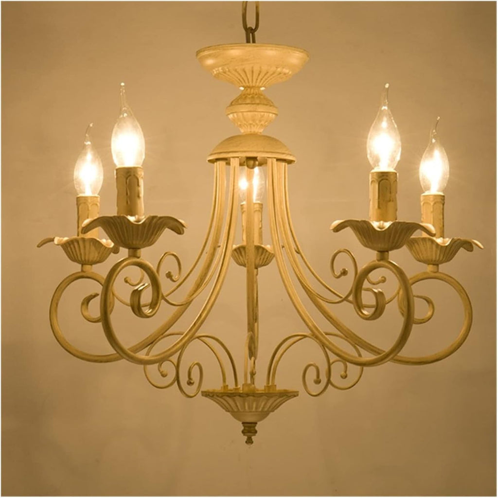 Modern LED Ceiling Light, Chandelier Classic Europe Wrought Iron Lighting Retro Lamp -Living Room Black Beige Metal V-intage Fixture,Chandelier