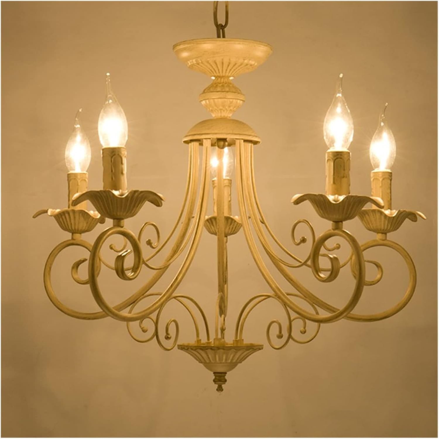 Modern LED Ceiling Light, Chandelier Classic Europe Wrought Iron Lighting Retro Lamp -Living Room Black Beige Metal V-intage Fixture,Chandelier
