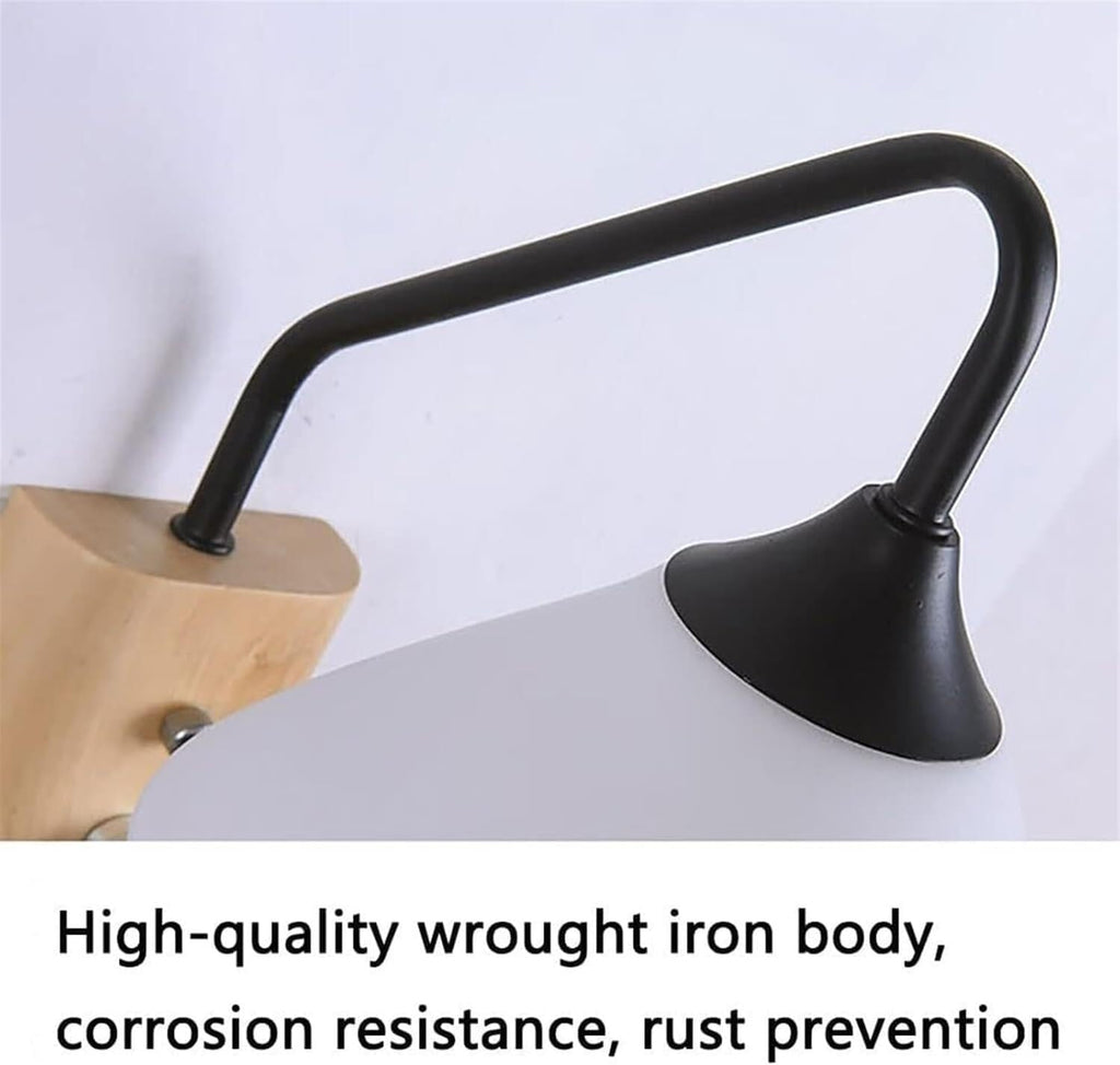 Wall Lamp Modern Minimalist Wrought Iron Wall Sconce with Switch Nordic Black Wall Light Indoor Lighting Reading Light Fixture Mid Century Wood Wall Lamp for Living Room Cloakroom Aisle Porch Decor(Da