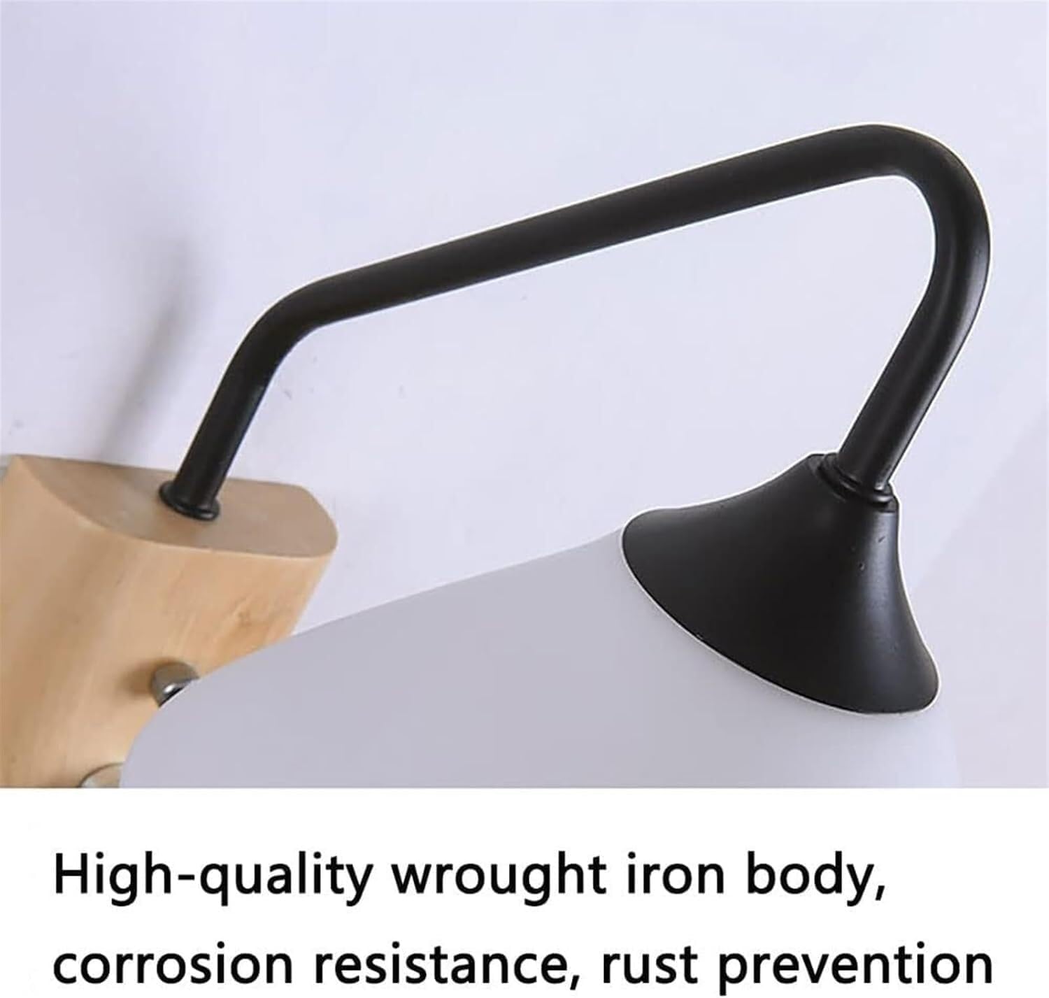Wall Lamp Modern Minimalist Wrought Iron Wall Sconce with Switch Nordic Black Wall Light Indoor Lighting Reading Light Fixture Mid Century Wood Wall Lamp for Living Room Cloakroom Aisle Porch Decor(Da