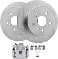 Detroit Axle - Rear Brake Kit for 2008-2011 Toyota Avalon 2007-2011 Camry 2007-2012 Lexus ES350, 2008 2009 2010, 2 Drilled & Slotted Brake Rotors + 1 Left Brake Caliper