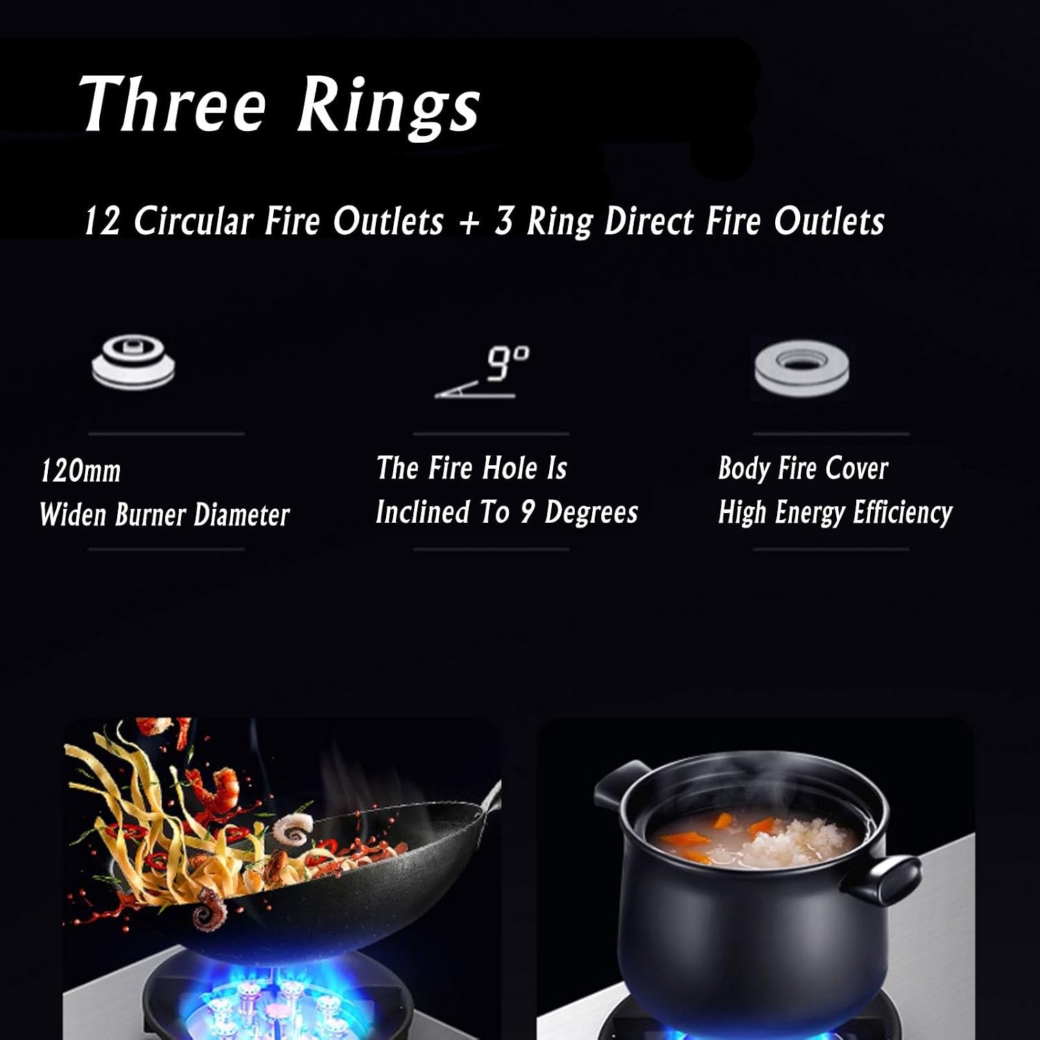 Stainless Steel Gas Stove,Tabletop/built-in Gas Cooktop,17060 BTU Two Burners,Flameout Protection Suitable for Home and Commercial Use (Size : NG)