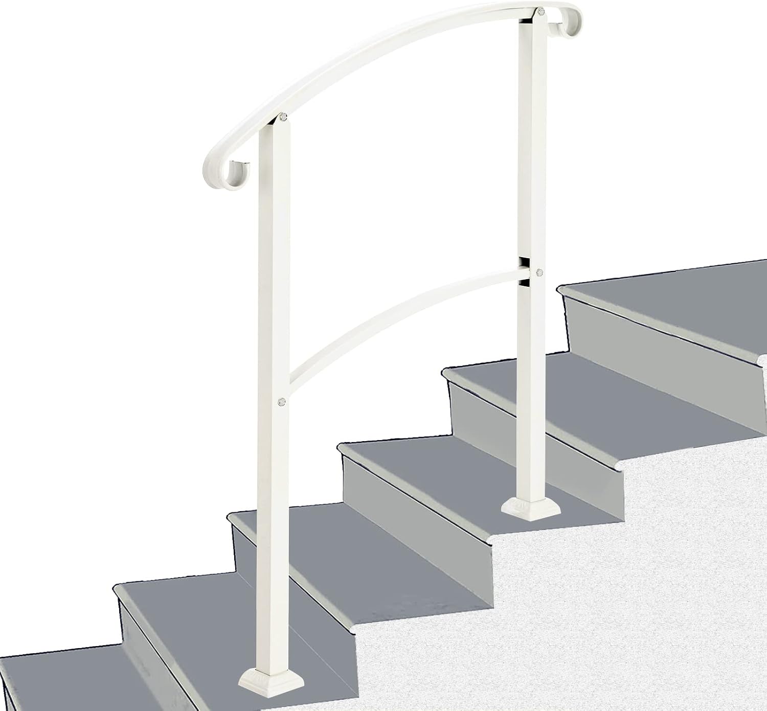 Bathroom handrail,Safety Handrail.Handrails for Outdoor Steps, Stair Handrail Black Wrought Iron Handrail Fits 1-3 Step Wall Handrail Stair Rail Wrought Iron Outdoor Hand Rails with Installation Kit H