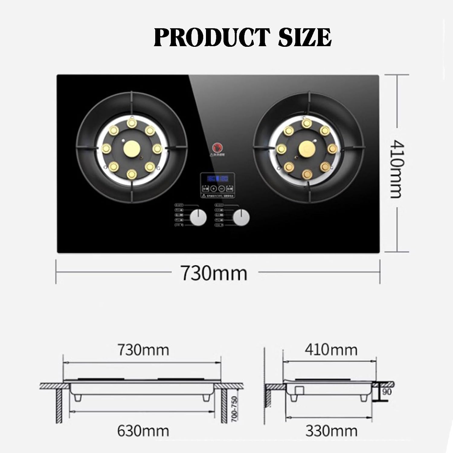 NIKKHO Gas Stove 2 Burners,NG/LPG Convertible,Built-in Black Glass Gas Hob with Flame Failure Protection,Fire Power 5.2KW/17742.4BTU,Desktop/Embedded (Color : LPG), 54768