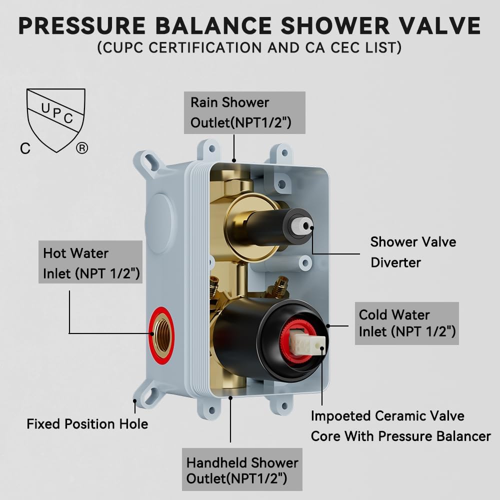 Shower Faucet Set Shower System, STARBATH 10' Wall Mount Rain Shower Head and Handheld Spray for Two Person, Rainfall Shower System with Diverter Valve and Trim Kit Complete,Matte Black