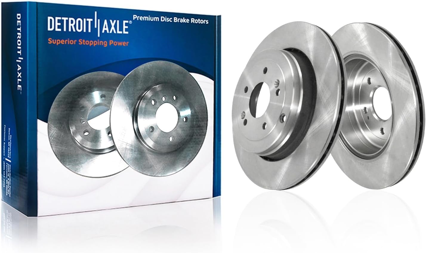 Detroit Axle - 8pc Brake Kit for Hyundai 2010-2016 Genesis Coupe Disc Brake Rotors Ceramic Brake Pads with Hardware 2011 2012 2013 2014 2015 Replacement : 13.39' inch Front and 12.99' inch Rear Rotor