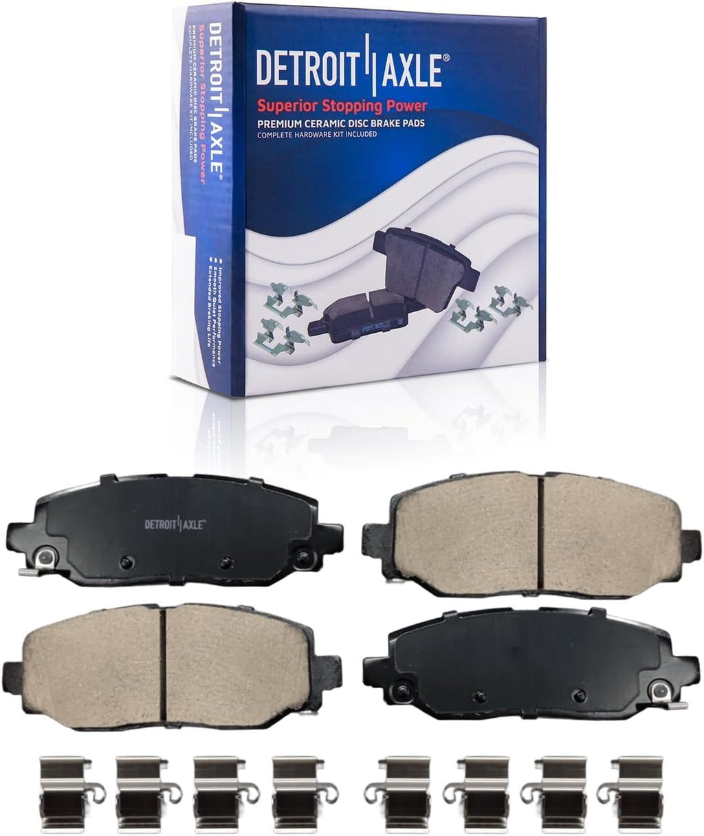 Detroit Axle - Rear Brake Kit for Jeep 2018-2023 Wrangler 13.46' inch Drilled and Slotted Disc Brake Rotors Ceramic Brakes Pads 2019 2020 2021 2022 Replacement