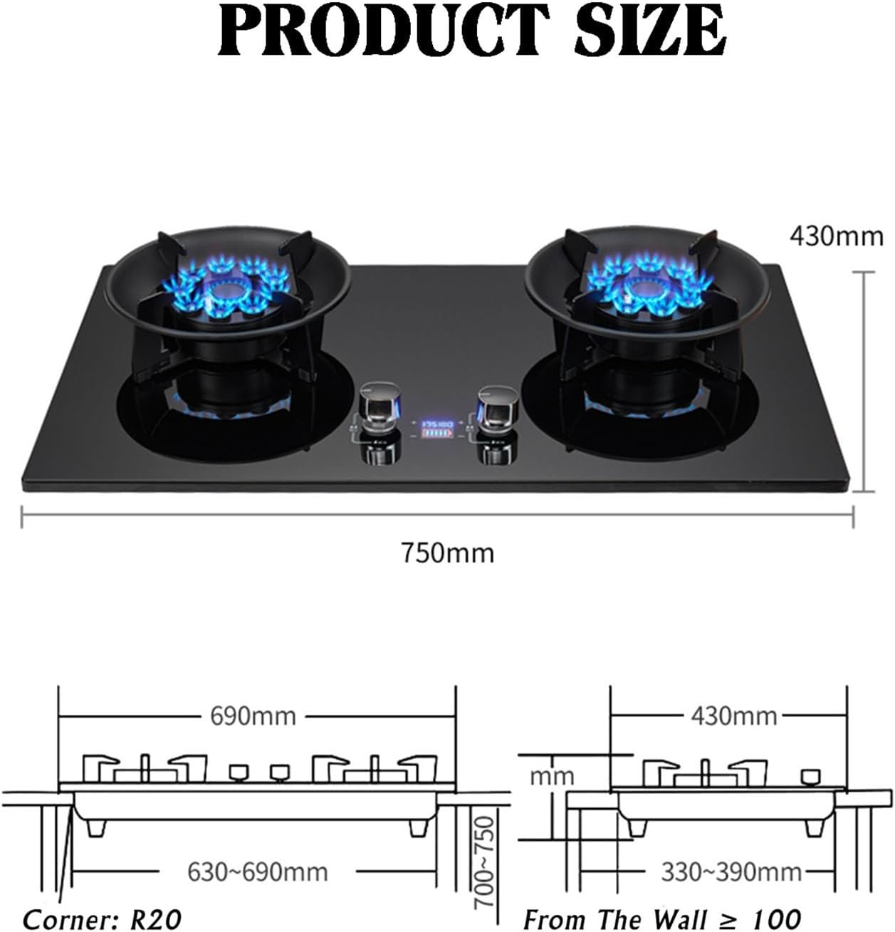 NIKKHO Gas Stove,NG/LPG Convertible,Tempered Glass 2 Burners Gas Stoves Cooktop with Thermocouple Protection Gas Cooktop,Suitable for Apartments,Indoor (Color : NG), 54768