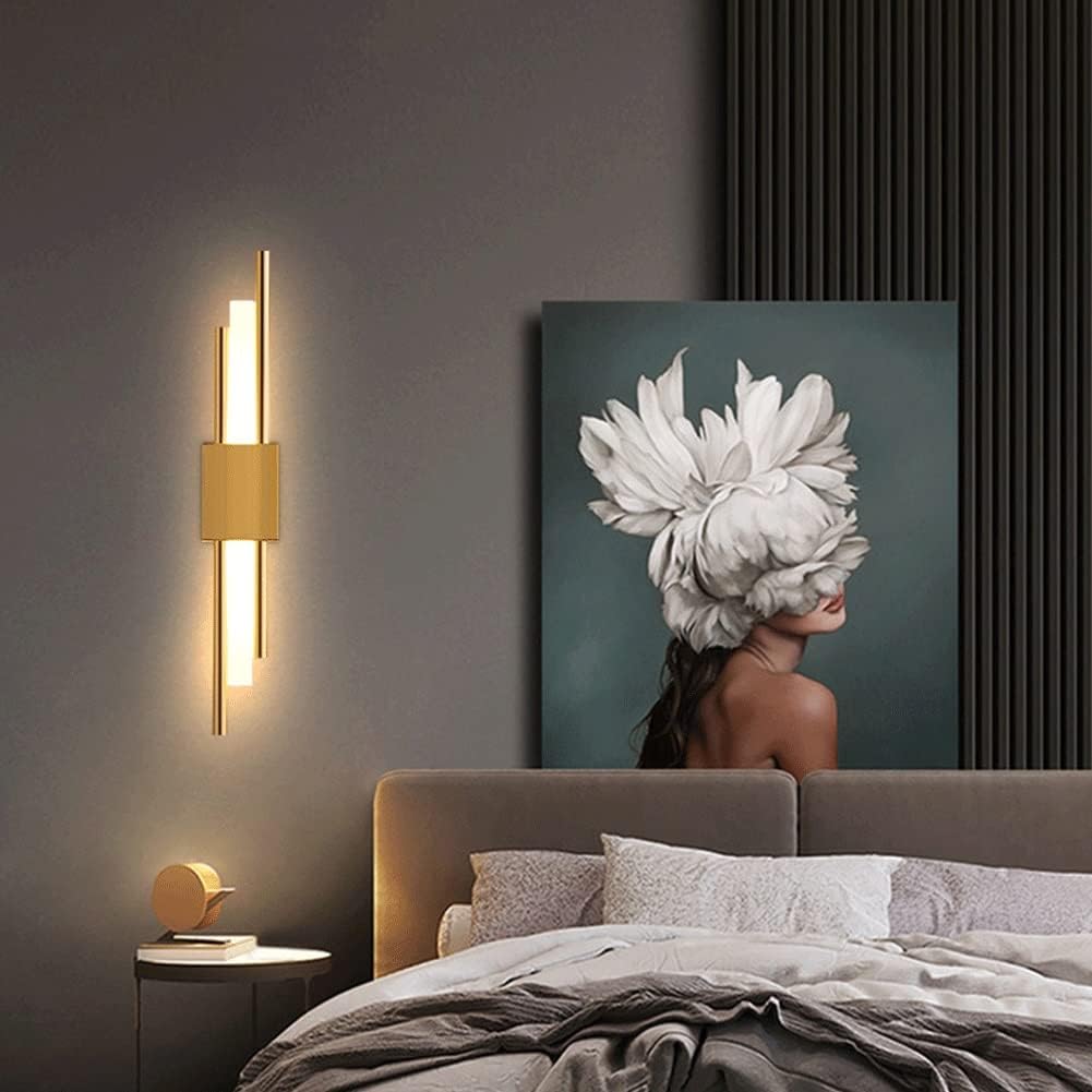 Wall Sconces Nordic Wrought Iron Wall Sconce Modern Minimalist Art Wall Light Wall Mounted Lighting Fixture for Bedroom Bathroom Porch Restaurant Villa Balcony Restaurant Study Decoration(White Light,
