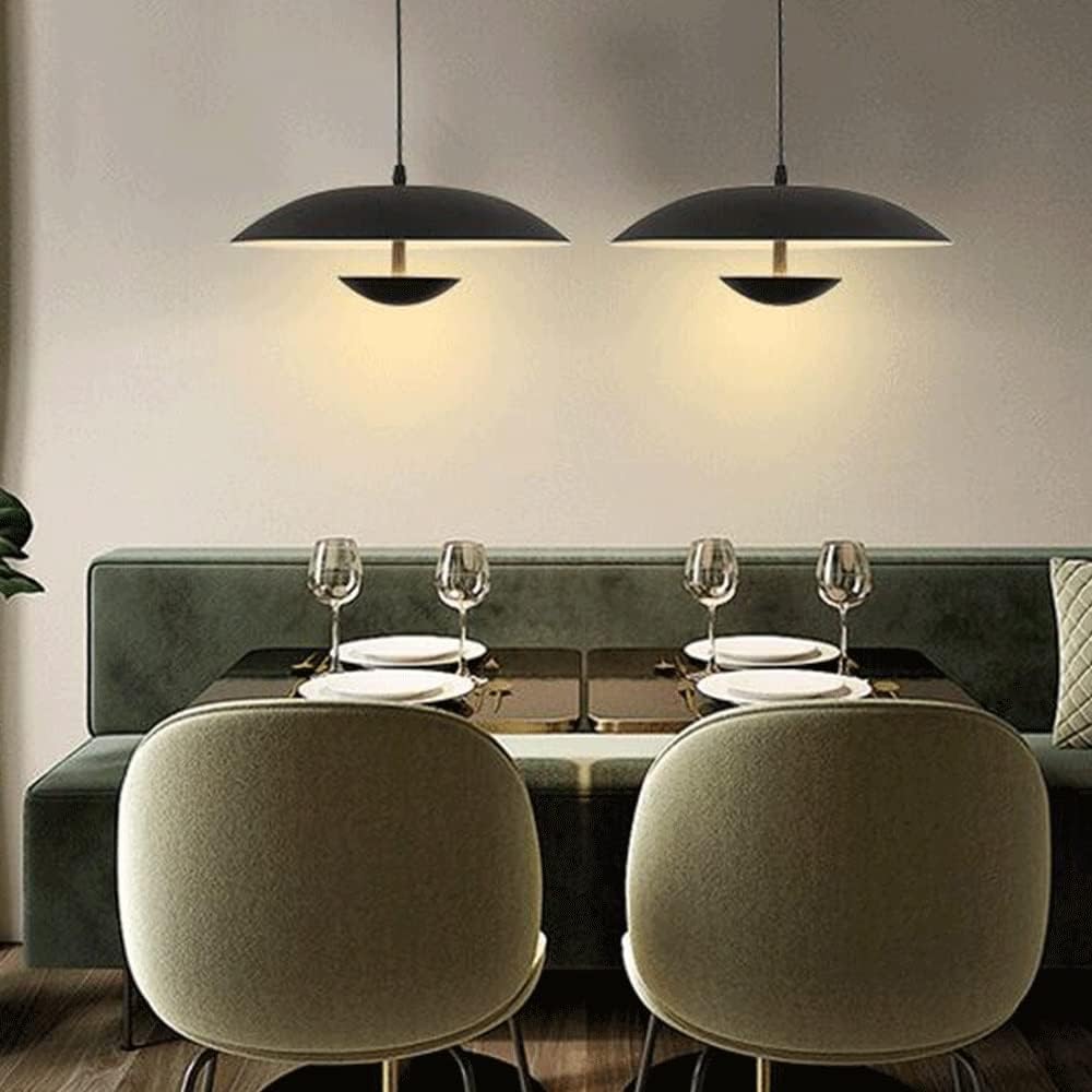 Chandelier, Industrial Pendant Light Creative Wrought Iron Chandelier Restaurant Office Pendant Light Modern and Simple Hanging Lamp Bar Metal Lighting Fixture E27 Single Head(Black,35cm)