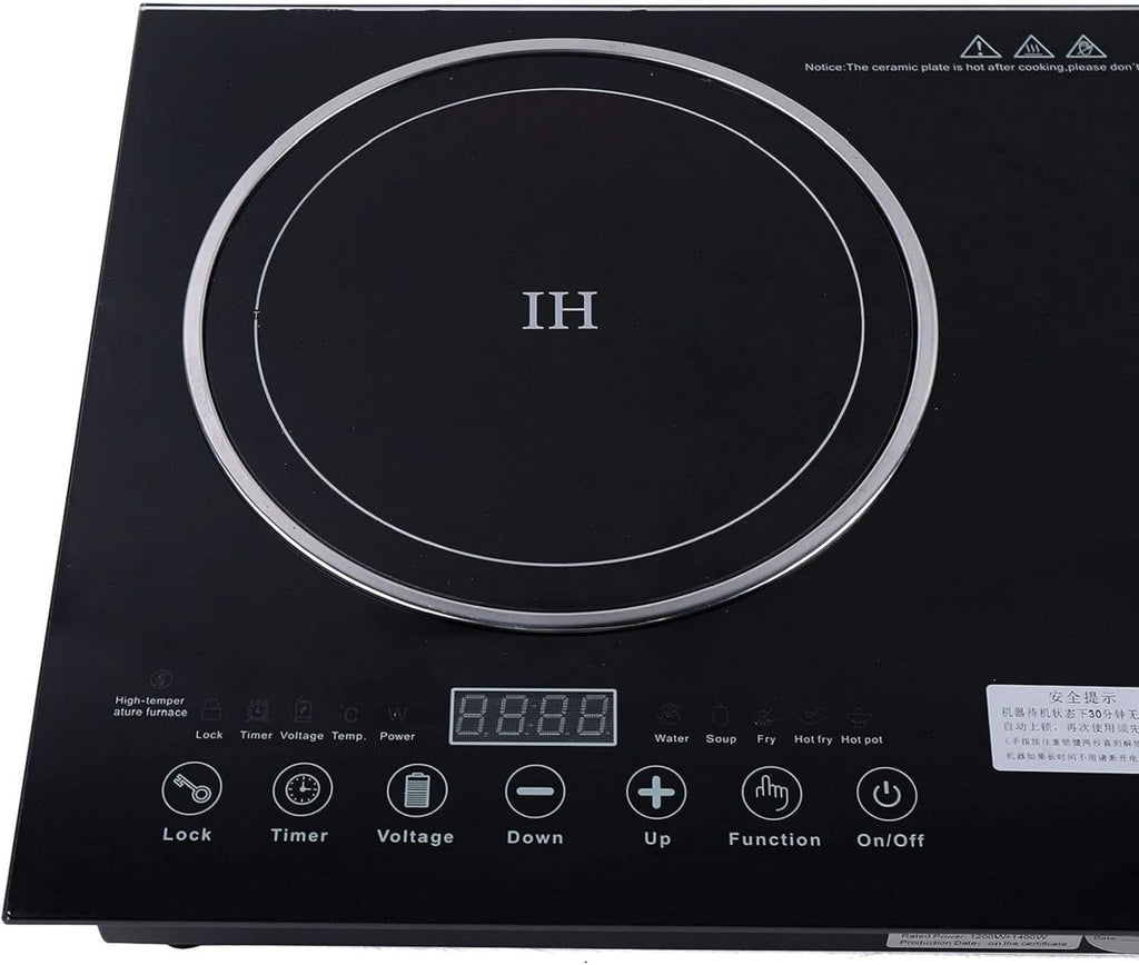110V 2600W Double Electric Cooktop,1200W Induction Cooktop + 1400W Ceramic Stove, 8 Gear Power Levels, Child Lock, Timer, LED Touch Control for Kitchen Resturant