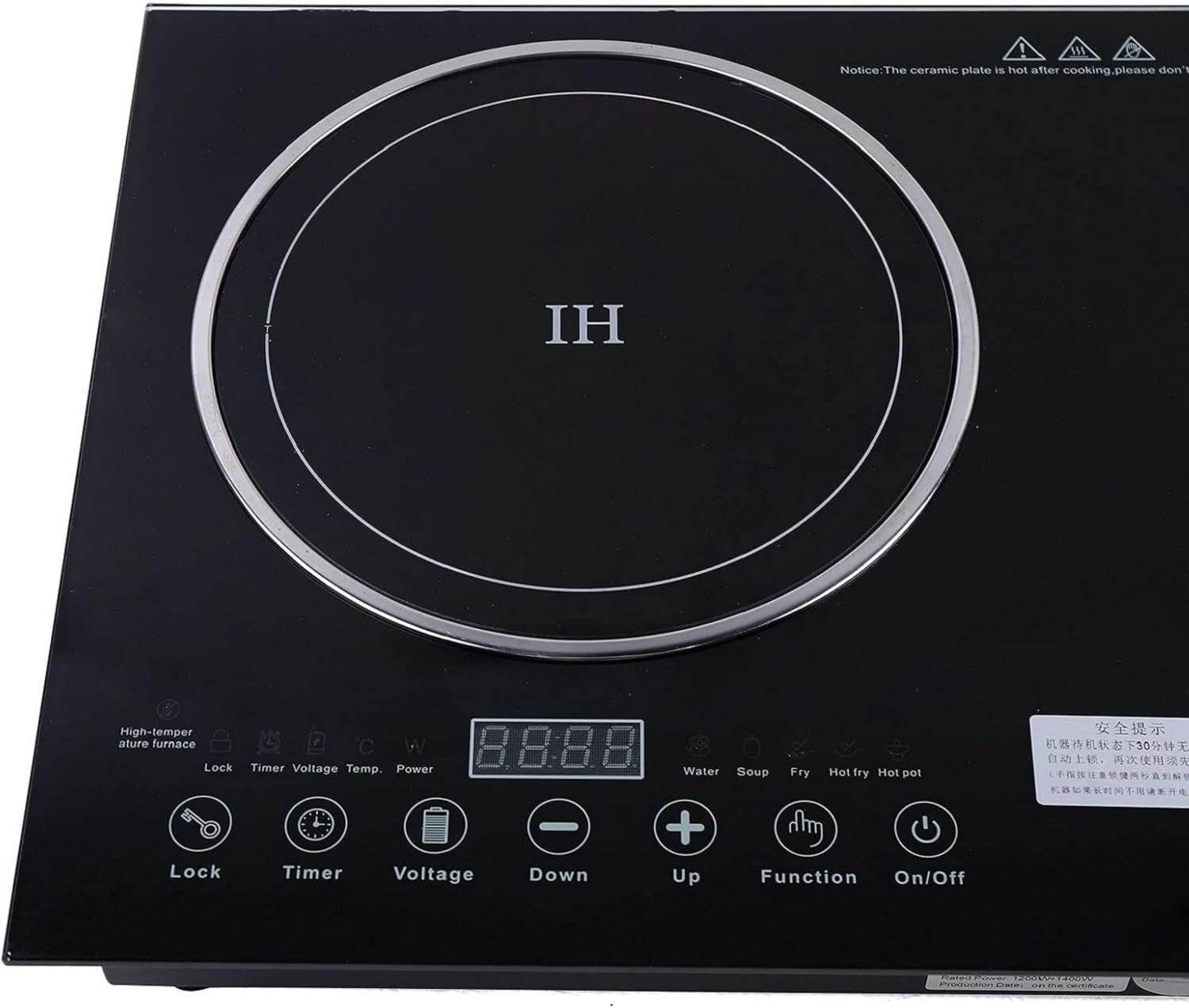 110V 2600W Double Electric Cooktop,1200W Induction Cooktop + 1400W Ceramic Stove, 8 Gear Power Levels, Child Lock, Timer, LED Touch Control for Kitchen Resturant
