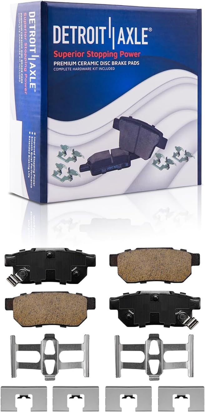 Detroit Axle - Brake Kit for 1999-2000 Honda Civic, Front and Rear Drilled & Slotted Disc Brake Rotors Ceramic Brake Pads w/Hardware Replacement : 10.32 inch Front Rotor