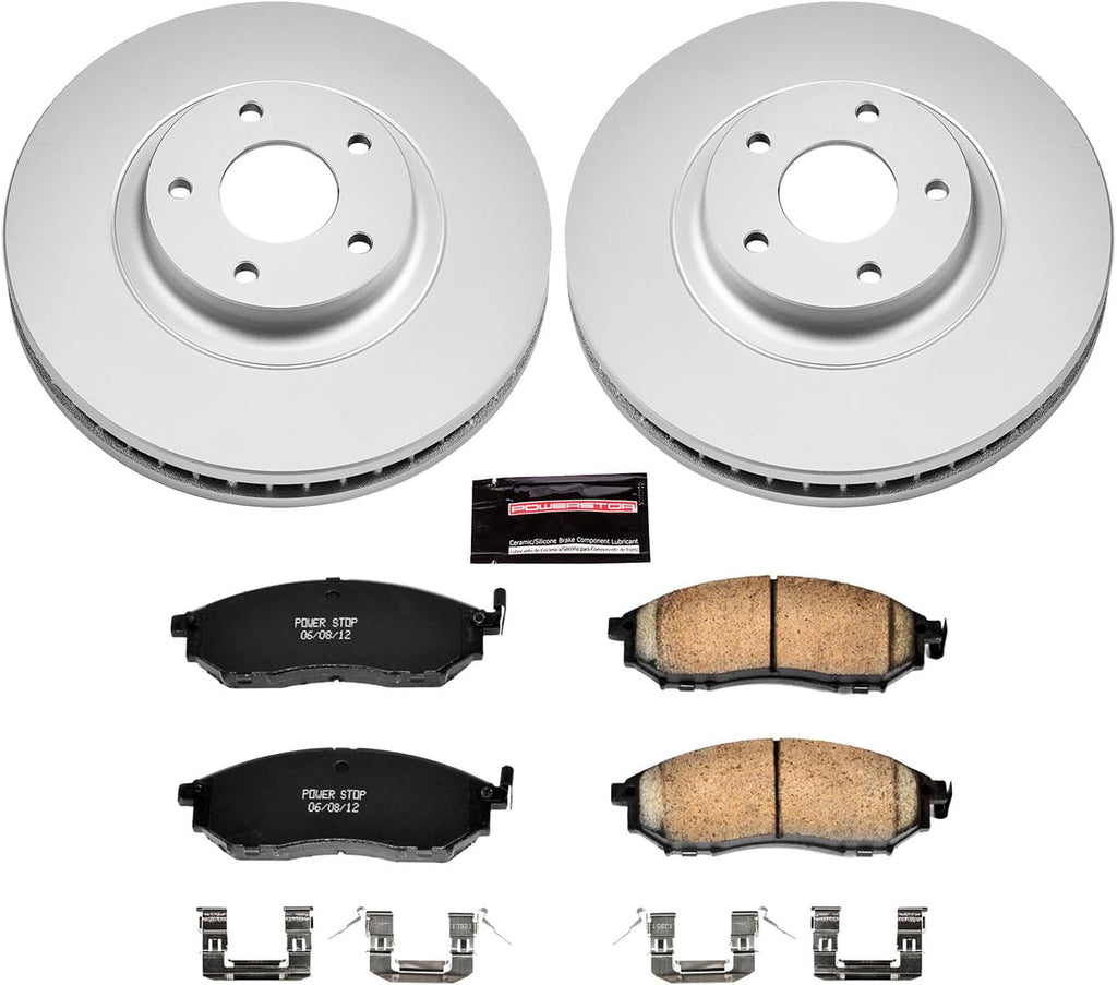 PowerStop Front Brake Kit for Nissan Murano 2011-14 - Fully-Coated Disc Rotors with Z17 Ceramic Brake Pads Replacement, CRK5263