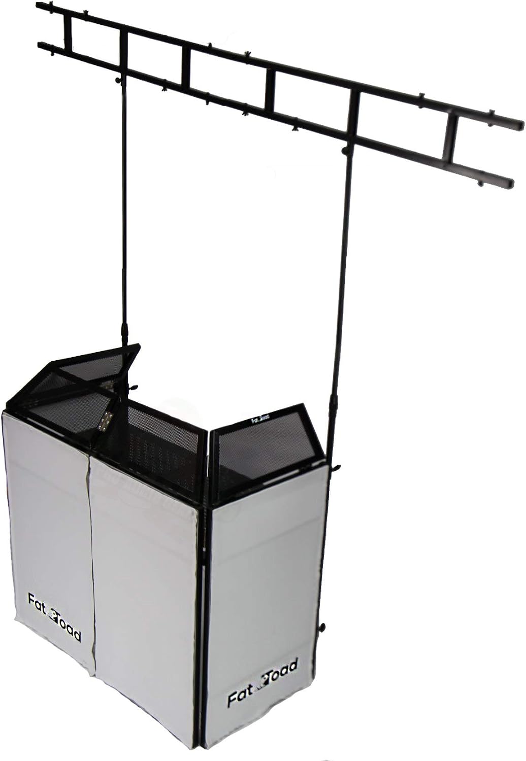 FAT TOAD DJ Booth with 8FT Lighting Truss Stand Package (QuickFOLD Series) – Foldable Panel Tabletop Platform Facade Scrim Cover – Video Light Projector Display Workstation For Sound System Event
