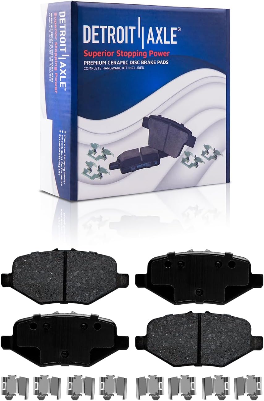 Detroit Axle - Rear Brake Kit for Ford Taurus Explorer Flex Police Interceptor Sedan Utility Special Service Police Sedan Lincoln MKS MKT, Drilled Disc Brakes Rotors Ceramic Brake Pads with Hardware
