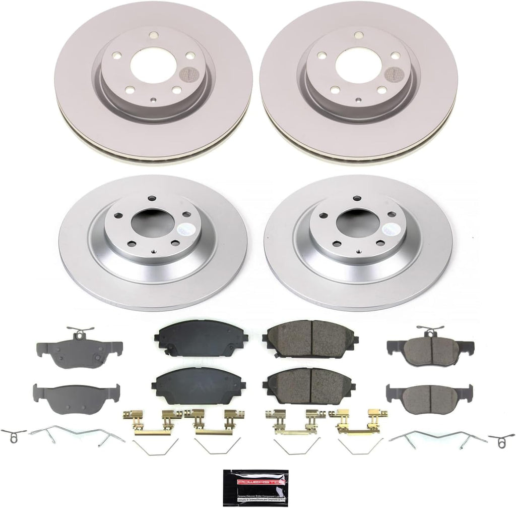 PowerStop Front and Rear Brake Kit for Mazda CX-30 2020-23 - Fully-Coated Disc Rotors with Z17 Ceramic Brake Pads Replacement, CRK9137
