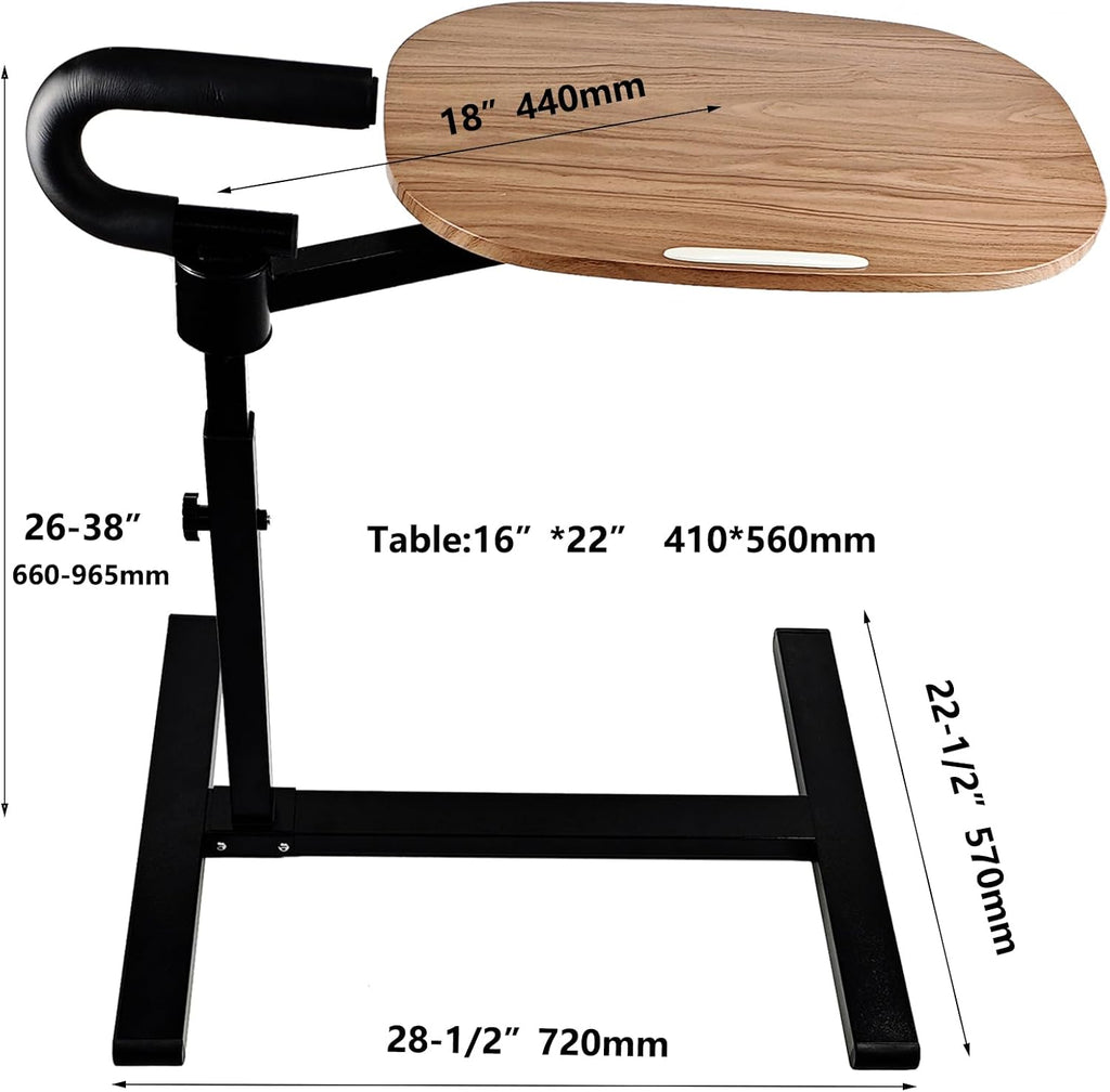 Auxiliary Standing Tray Table, Black Roller Sliding 360° Sofa Rotating and Height Adjustable Rotating TV and Laptop Table, Ergonomic Auxiliary Safety Standing Handle, aid Independent Living