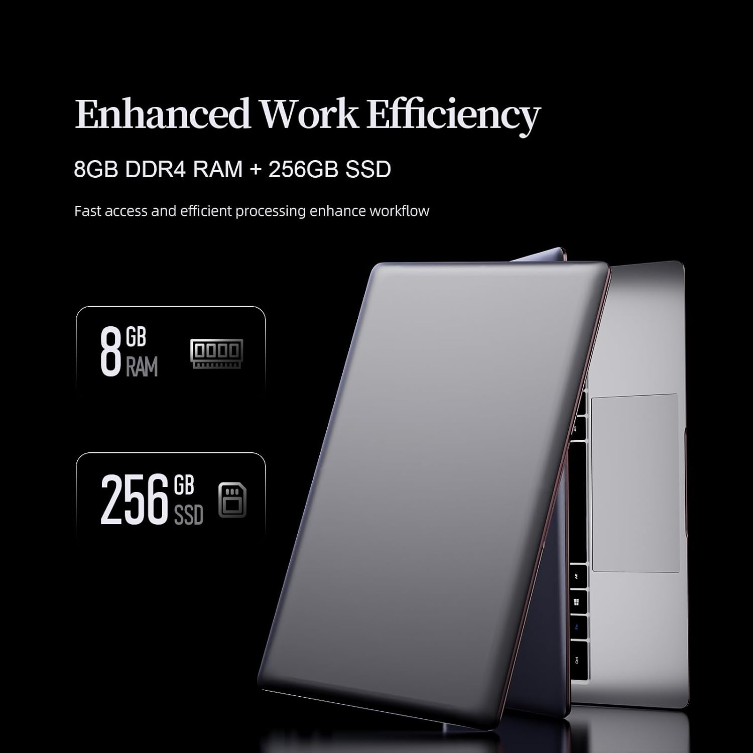 14 inch Laptop Computer Celeron N4000 8GB RAM 256GB SSD CPU up to 2.6GHz 1920 * 1080 IPS Display Laptop PC WiFi 2.4/5G, BT 5.0, USB 3.0, Mini HDMI,Laptops for Students,Business Work