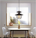 Country Style Chandelier, E27 Screw Single Head Adjustable Pendant Lamp, Black Cage Wrought Iron Lighting Fixtures, Loft Cafe Bar Hanging Light,Pendant Lights