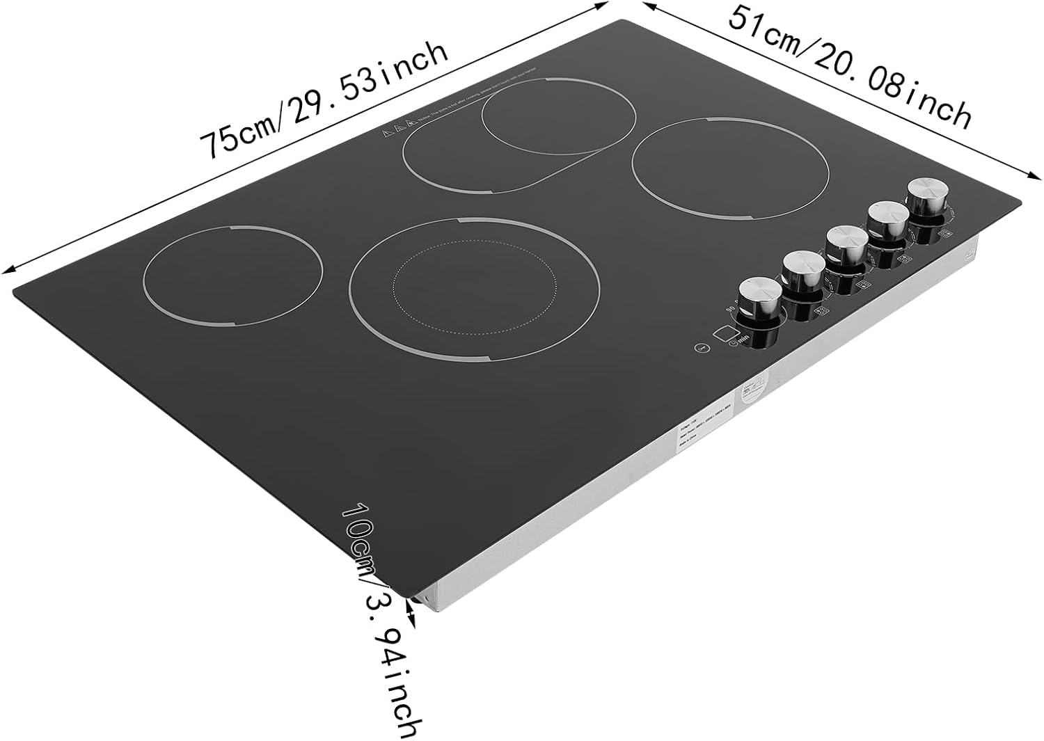 4 Burner Electric Cooktop, 29.53 Inch Touch Control Electric Stove Top with 5 Heating Level & Overheat Protection, Child Lock, 1 Waterproof Tape, Countertop/Embedded Mount Electrics Stovetop Burner