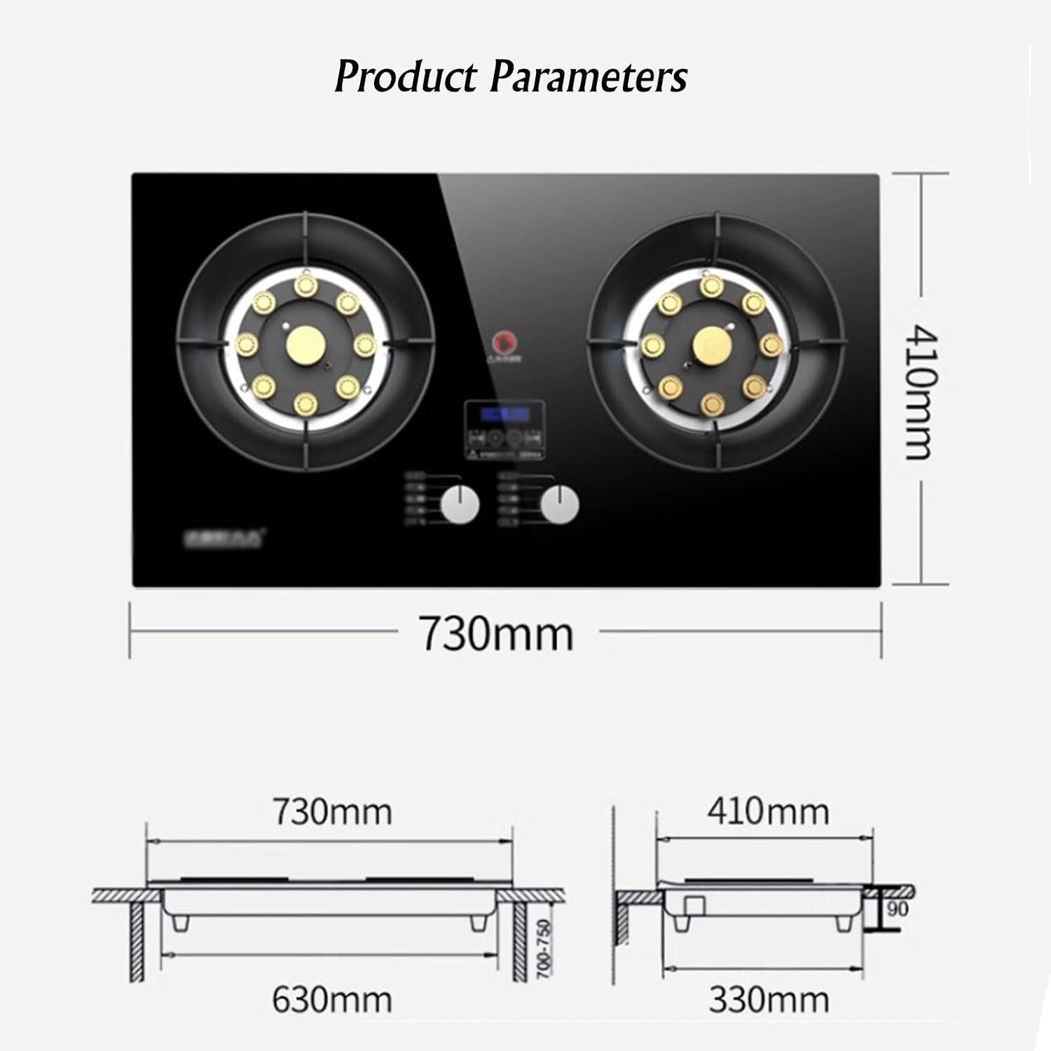 Gas Cooktop,17742 BTU Two Burners,Tempered Glass Tabletop/built-in Dual-purpose Gas Stove,Suitable for Apartments,Indoor (Size : LPG)