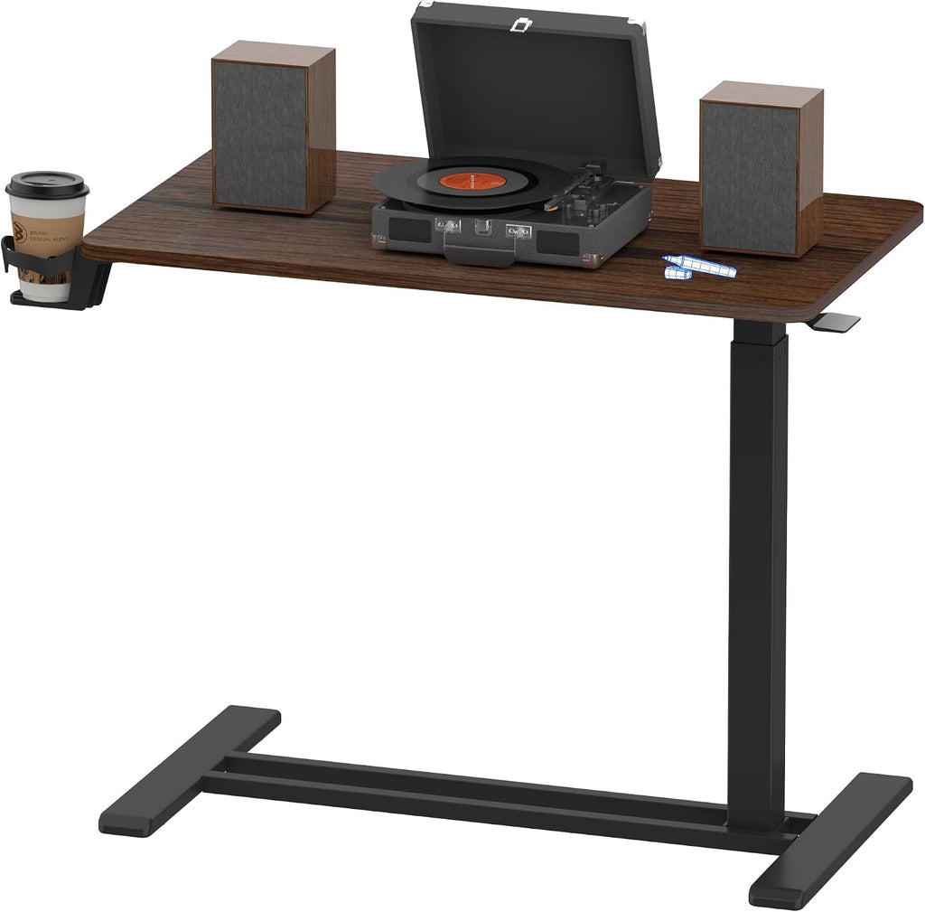 FLEXISPOT Adjustable C Table with Wheels, Mobile Snack Side End Table Sofa Couch Bedside Table Laptop Rolling Cart TV Tray Night Stand for Small Space Side Table(27.6' W x 15.7' D,Rustic Brown)