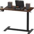 FLEXISPOT Adjustable C Table with Wheels, Mobile Snack Side End Table Sofa Couch Bedside Table Laptop Rolling Cart TV Tray Night Stand for Small Space Side Table(27.6' W x 15.7' D,Rustic Brown)
