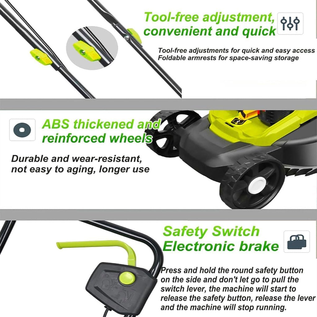 Electric Lawn Mower,1200W Cordless Roller Mulching Lawnmower with 2x4000mAh Batteries, 45L Grass Collection Box,32cm Cutting Width, 3 Adjustable Cutting Heights(30/50/70mm),for Garden Lawn