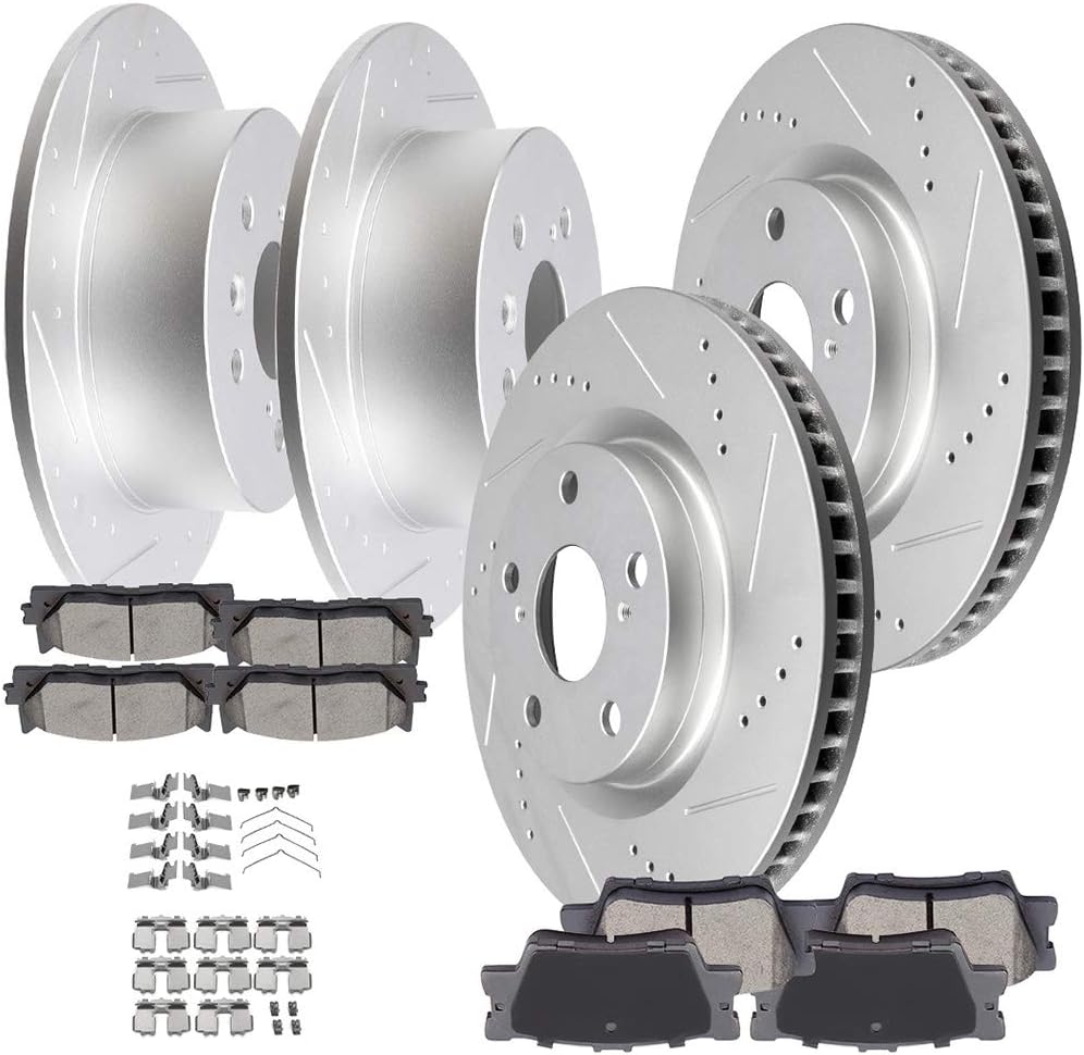 SCITOO For Toyota Brake Kits, Brakes Rotors Ceramic Brake Pads Fit for 2013 2014 2015 2016 2017 for Lexus ES300h, 2007-2012 for Lexus ES350, 2008-2014 for Toyota Avalon, 2007-2011 for Toyota Camry