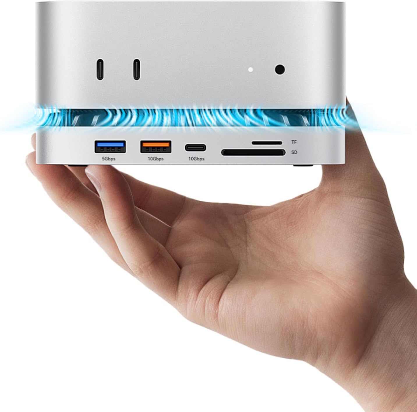 MOVE SPEED mini M4 Dock with 1TB NVMe SSD, 10 in 1 Aluminum Stand Hub, 10Gbps USB-C/A, 4K60Hz HDMI, SD/TF Reader, Space-Saving Vertical Design