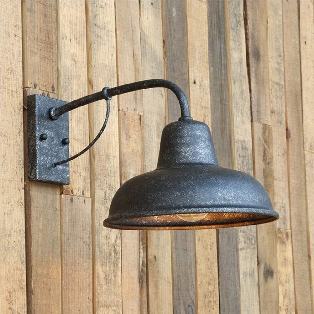 Industrial Farmhouse Wall Sconces American Style Vintage Wall Lighting Fixtures with E26 Sockets Outdoor Wrought Iron Wall Lamps for Balcony Garage Barn Garden(Silver Gray)
