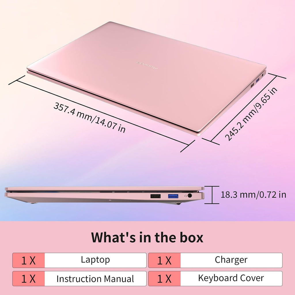 Auusda 16' FHD Traditional Laptop Computers, i3 Processor, WiFi 6 Bluetooth 5.3, Laptops Notebook for Home Office Study, Type-C, Backlit Keyboard, Fingerprint Unlock, Win11 Pro 16GB RAM 1TB SSD Pink