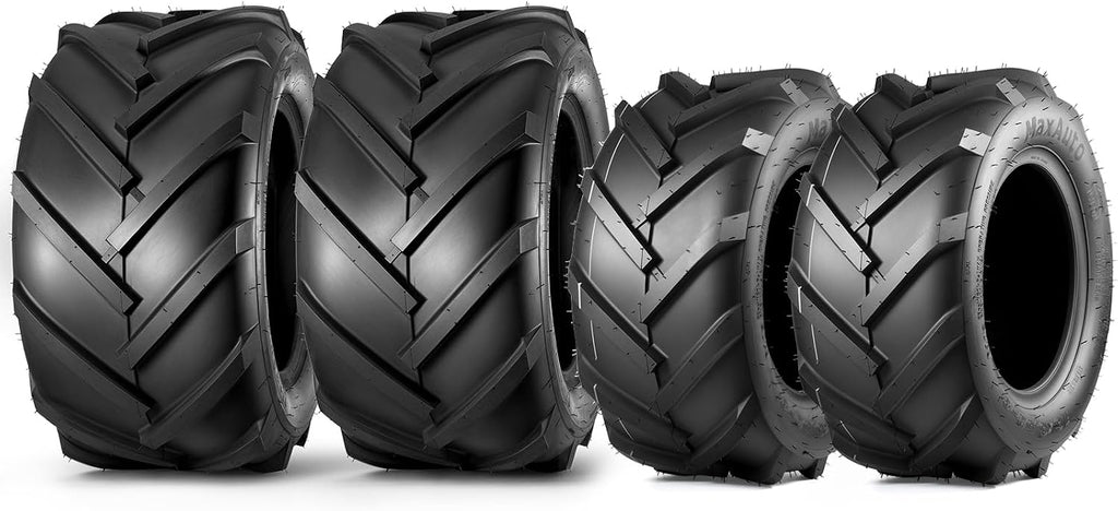 MaxAuto Ag Tractor Tires 16x6.50-8 & 23x10.50-12 Lawn Mower Agriculture Farm Tire, Super Lug 6-Ply Tubeless Tire,16x6.5-8 Front & 23x10.5-12 Rear Garden Golf Riding Turf Tires, 4 Pack in 2 Packages