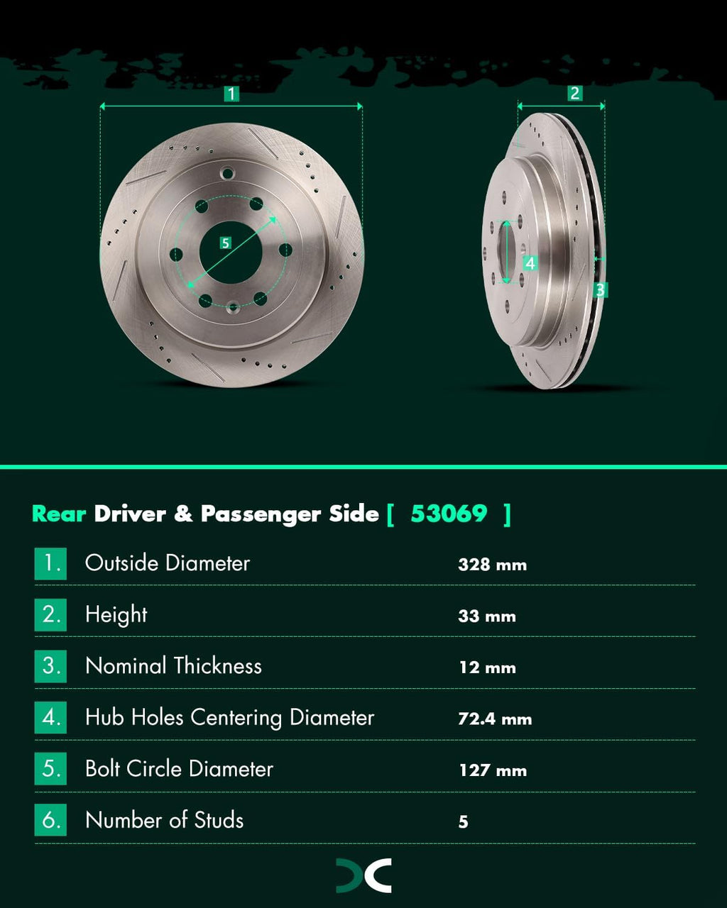 SCITOO Brake Kit For Buick For Enclave,For Chevy For Traverse,For GMC For Acadia,For Saturn For Outlook Front Rear Drilled & Slotted Disc Brake Rotor Semi Metallic Brake Pad 55150;55151;D1169;D883