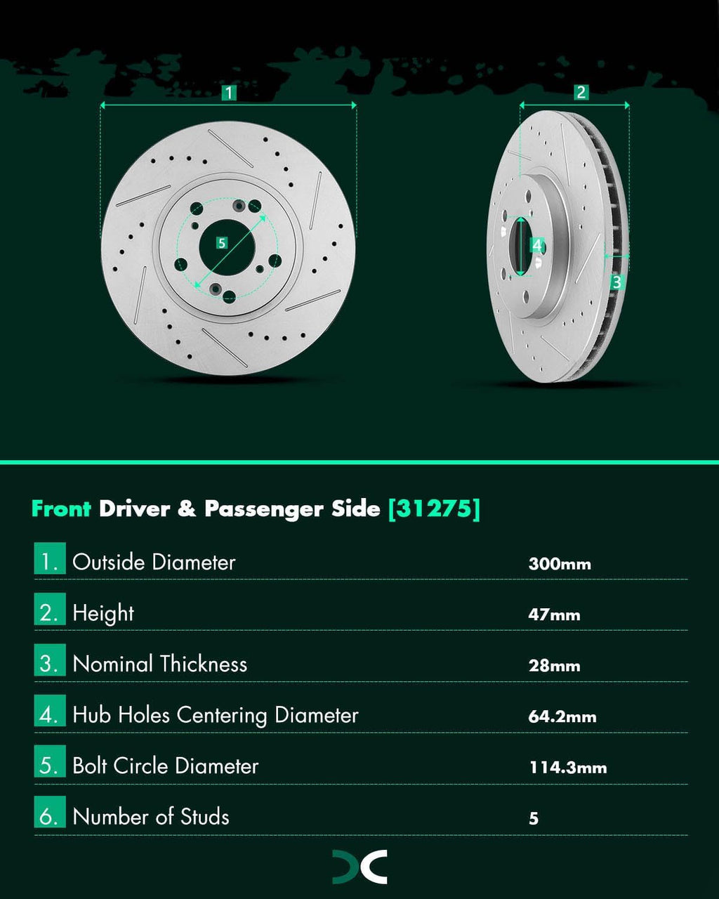SCITOO Brake Kits (4) Front and Rear Drilled and Slotted Brake Rotors (8) Ceramic Pads for 2003-2008 for Honda Pilot Replacement 11.81' inch Front and 12.32' inch Rear Rotor