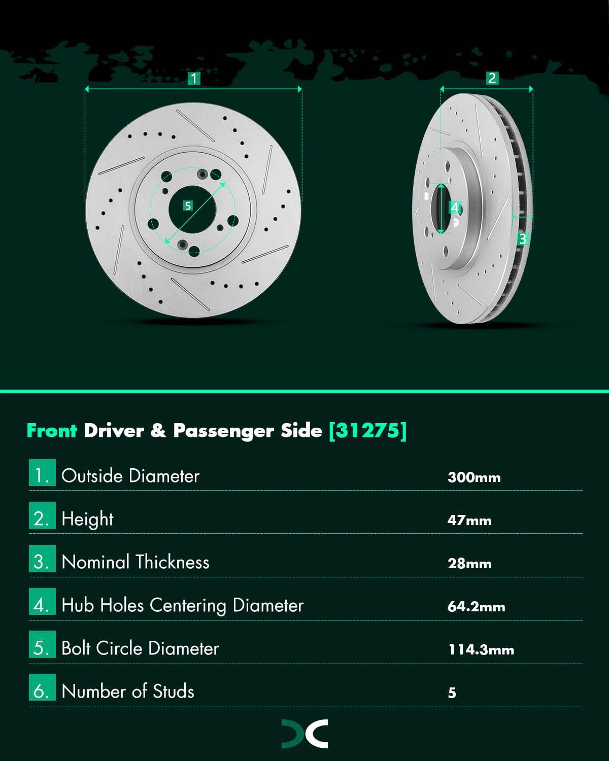 SCITOO Brake Kits (4) Front and Rear Drilled and Slotted Brake Rotors (8) Ceramic Pads for 2003-2008 for Honda Pilot Replacement 11.81' inch Front and 12.32' inch Rear Rotor