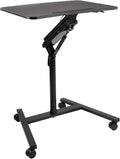 Mount-It! Mobile Standing Desk for Laptop with Wheels, Gas Spring Height Adjustable Rolling Workstation Cart, 27' x 20' Laptop Desk on Wheels, Portable Computer Desk for Home Office, Classroom