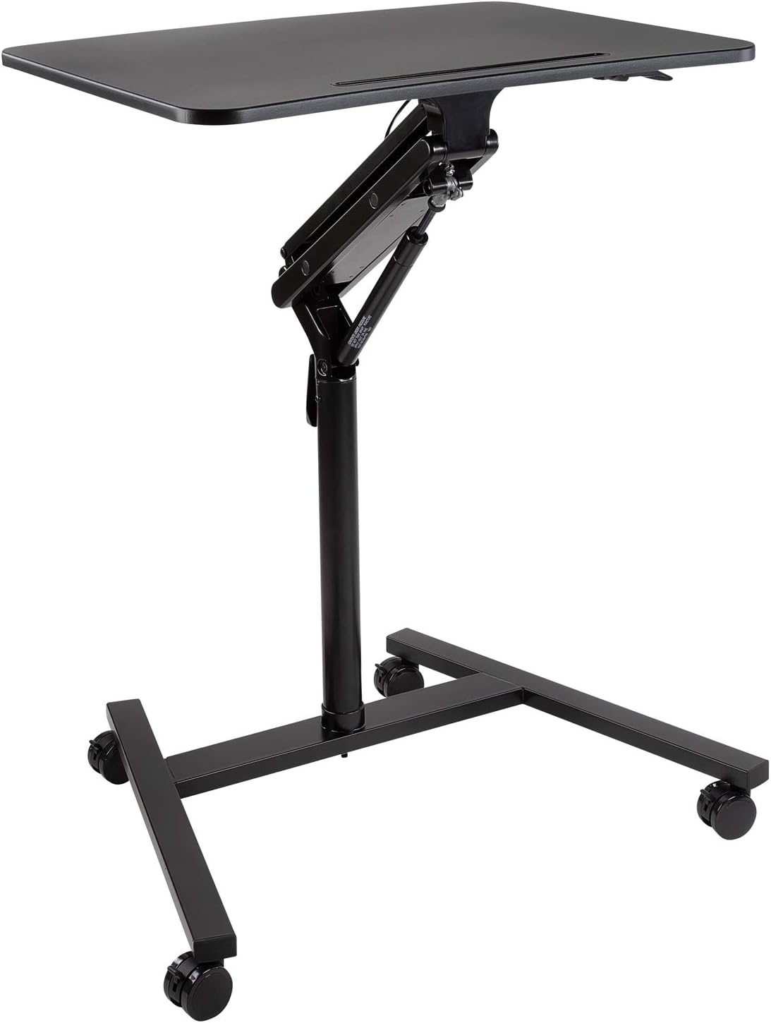 Mount-It! Mobile Standing Desk for Laptop with Wheels, Gas Spring Height Adjustable Rolling Workstation Cart, 27' x 20' Laptop Desk on Wheels, Portable Computer Desk for Home Office, Classroom
