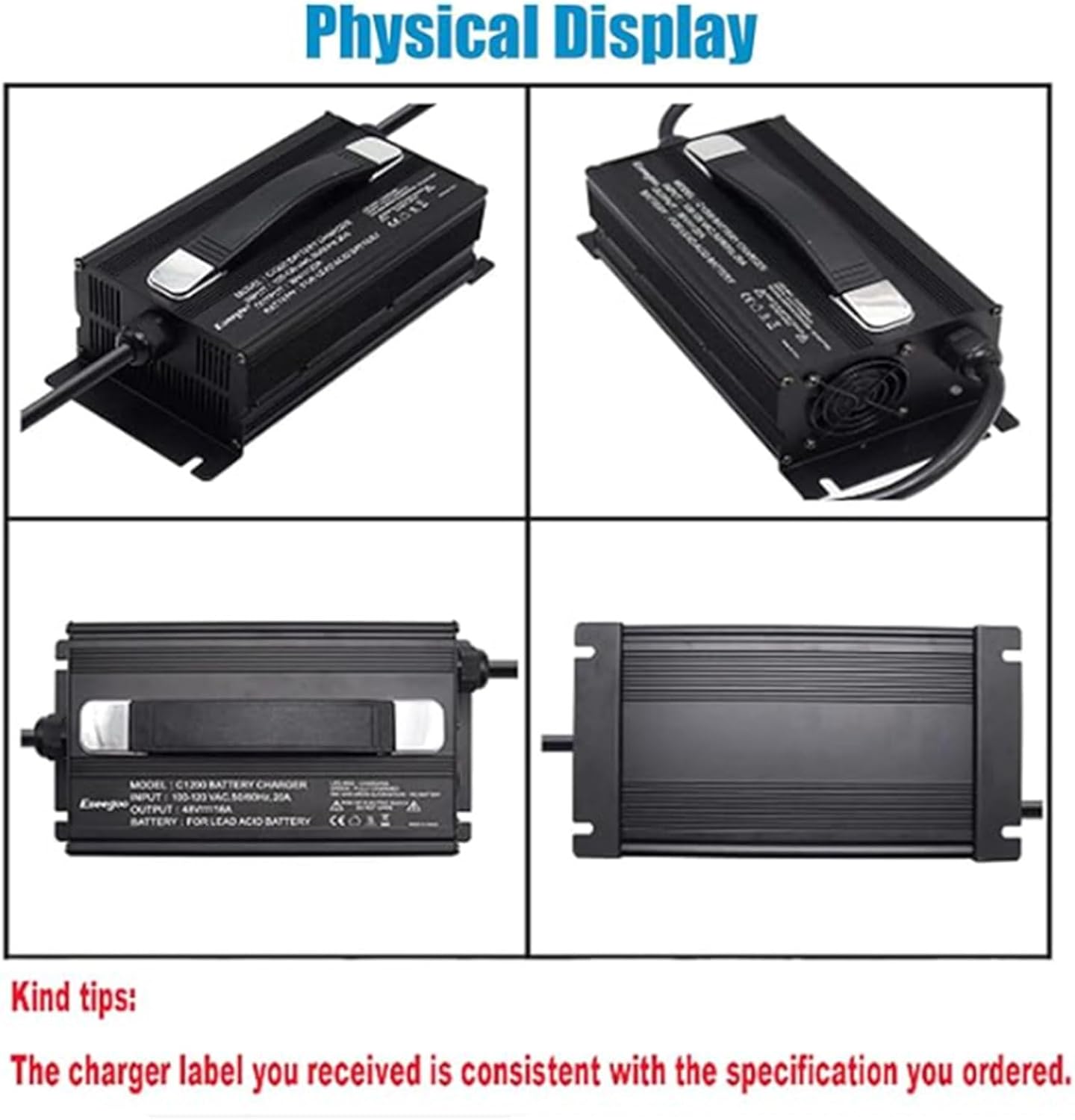 Battery Charger 36V 25 Electric Forklift Chargers with 50A /120A/175A/350A Anderson Plug Suitable for Lead-Acid Batteries Charging,120a
